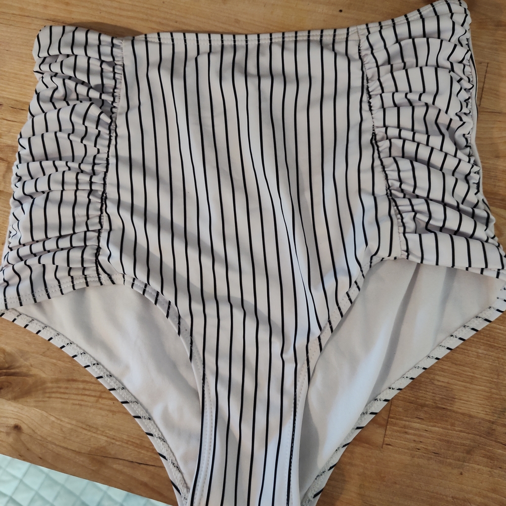 Kortni Jeane Black and White Striped Bikini Bottom